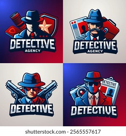 Detective agency emblems in gradient style