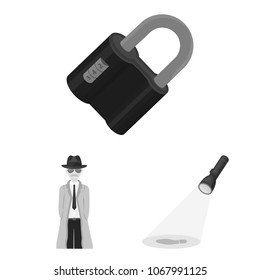 Detective agency monochrome icons in set collection for design. Crime and investigation vector symbol stock web illustration.