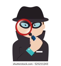detective agent with magnifying glass