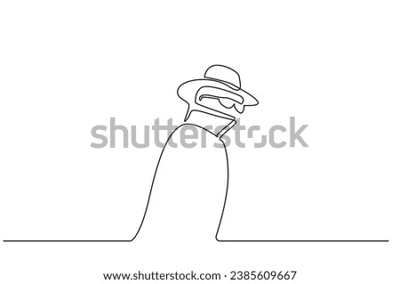 detective agent man hat retro old vintage coat jacket line art design