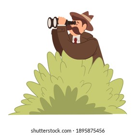 Detective or agent watching with binoculars vector