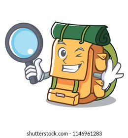 Detective backpack character cartoon style