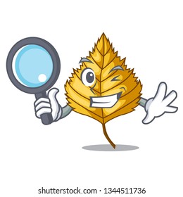 Detective birch leaf isolated in the character