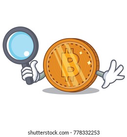 Detective bitcoin coin character cartoon