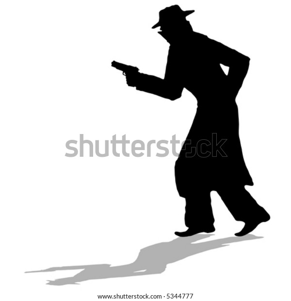 Detective Black Silhouette Man Gun Vector Stock Vector (royalty Free 