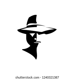 detective black and white illustration