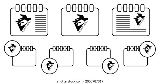 Detective black and white vector icon in calender set illustration for ui and ux, website or mobile application