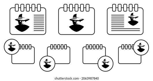 Detective black and white vector icon in calender set illustration for ui and ux, website or mobile application