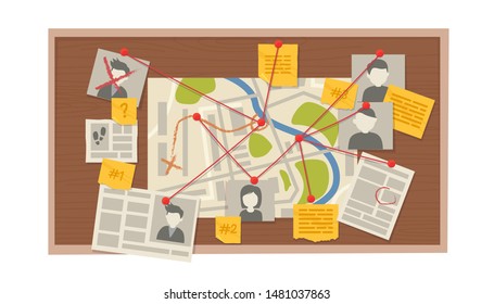 Detective Board. Consequence Investigation. Vector