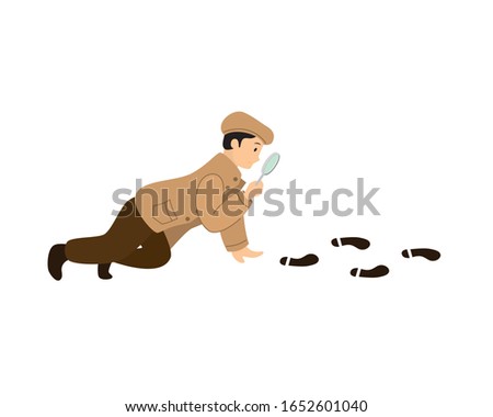 Detective Boy Tracking Footsteps Illustration