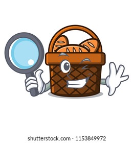 Detective bread basket character cartoon