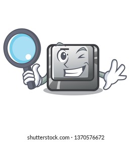 Detective button F isolated in the mascot