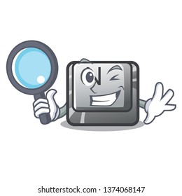Detective button N isolated with the cartoon