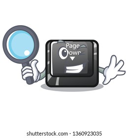 Detective button page down isolated with cartoon