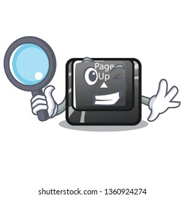 Detective button page up isolated with character