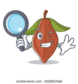 Detective cacao bean character cartoon