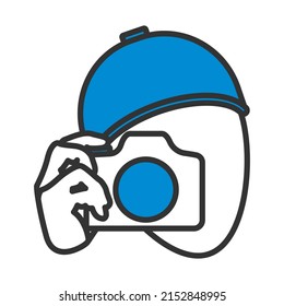 Detective Con Icono De Cámara. Contorno de negrita editable con diseño de relleno de color. Ilustración vectorial.