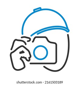 Detective With Camera Icon. Editable Bold Outline With Color Fill Design. Vector Illustration.