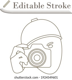 Detective Con Icono De Cámara. Diseño sencillo de Stroke modificable. Ilustración vectorial.