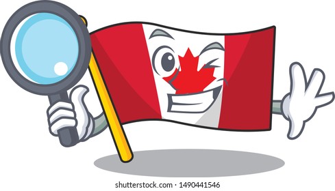 Detective canadian flag fluttering on mascot pole