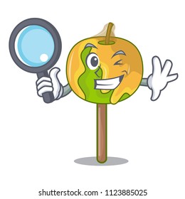 Detective candy apple character cartoon