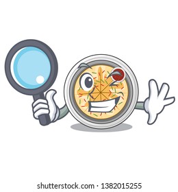 Detective cartoon buchimgae on a in plate