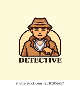 Detective cartoon character mascot logo design