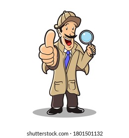 detective cartoon character vector illustration