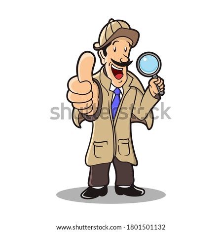 detective cartoon character vector illustration