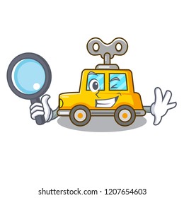 Detective cartoon clockwork toy car in table
