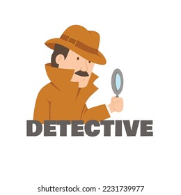 Detective Cartoon with Cute Pose. Detective Sheriff Logo Symbol Vector Design Illustration
