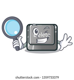 Detective cartoon delete button located on keyboard