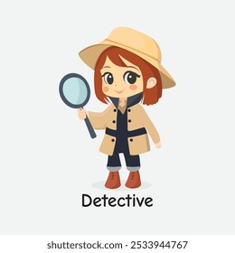 Detective Cartoon Illustration for Kids - Fun and Educational Art on Investigation Careers - Perfekt für Poster, Karteikarten und T-Shirts