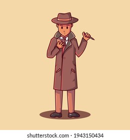 Ilustración de viñetas de detectives. notas de la detective