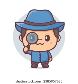 detective cartoon mascot. vector illustrations with outline style.