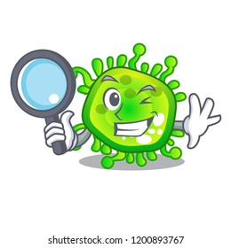 Detective cartoon microba virus bacteria in body