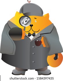 detective cat with a magnifying glass