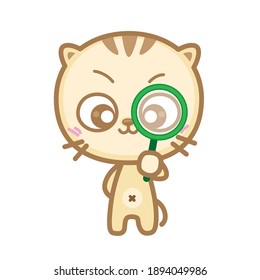 Detective Cat,  Vector design. Children illustration for School books and more. Animal print.