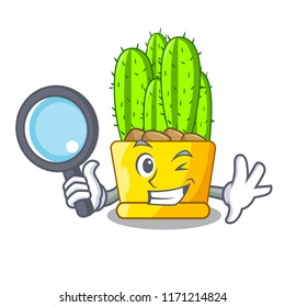 Detective cereus cactus bouquet on character cartoon