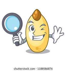 Detective character brown cedar nut fruit on plate