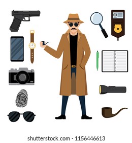 Detective Character with Detective Equipment