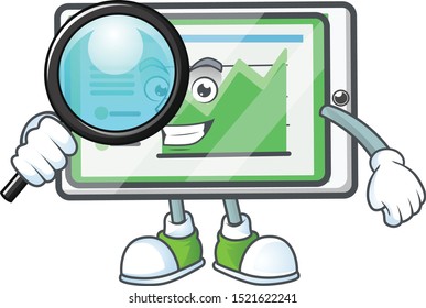 Detective up chart horizontal table cartoon mascot style.