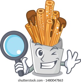 Detective churros isolated with in the cartoon