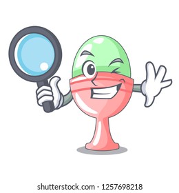 Detective colored easter egg in cup cartoon