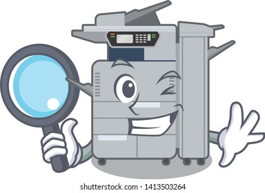 Detective copier machine isolated in the cartoon
