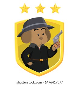 detective dog with a shield emblem vector illustration