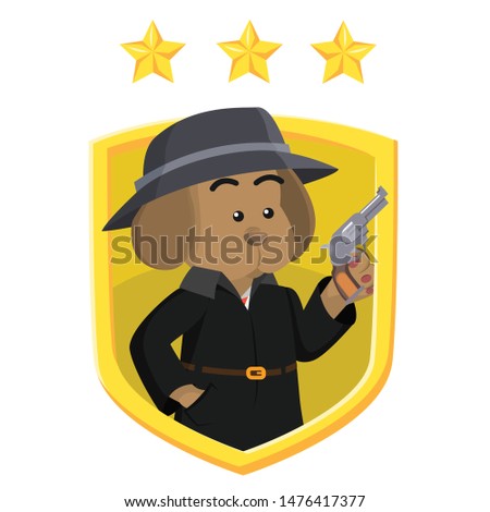 detective dog with a shield emblem vector illustration