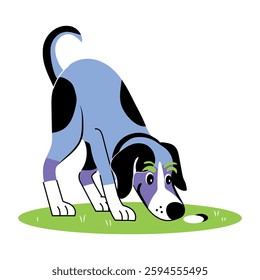 Detective dog sniffing criminal smell, flat style illustration 
