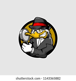 detective duck cartoon vector template