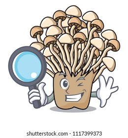 Detective enoki mushroom character cartoon